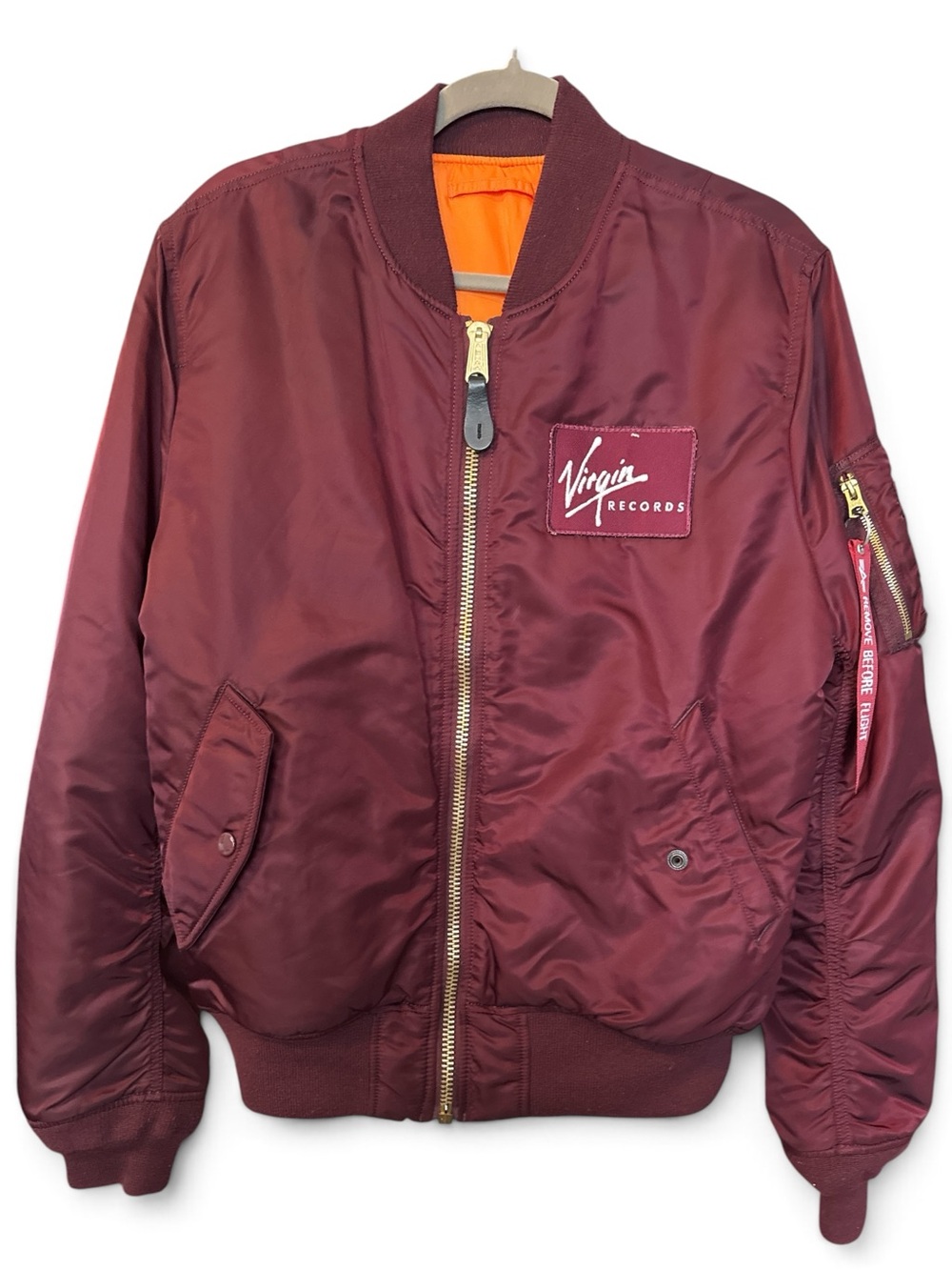 Alpha Industries x Virgin Records MA-1 Bomber Jacket Burgundy Men’s Large